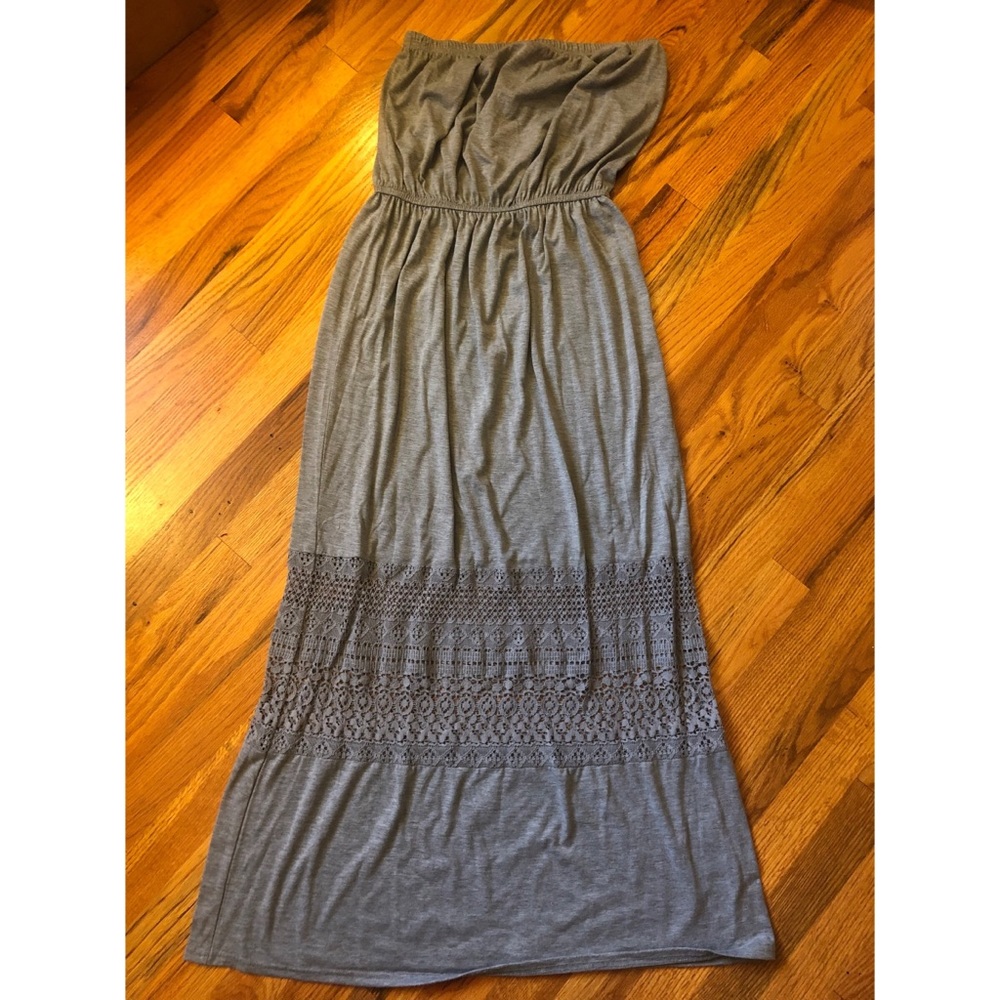 strapless dress with lace detail